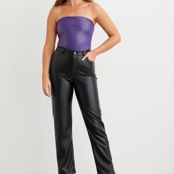 Dynamite Purple Faux Leather Tube Top - Picture 2 of 6